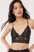 Everyday Lace Longline Bralette - Black by Free People — view 4