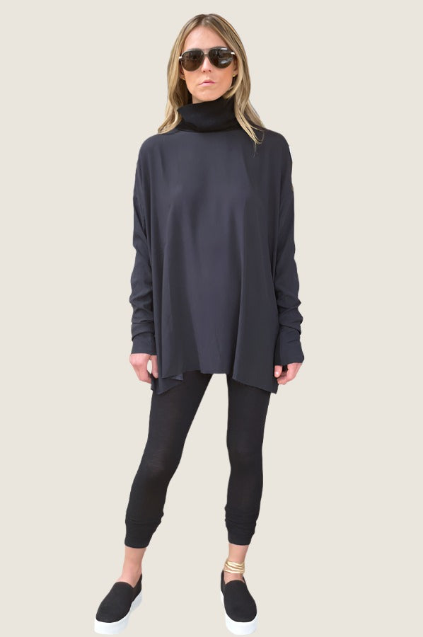 Mockneck Blouse - Black by Kristensen — alternate view