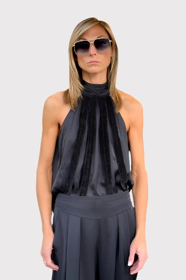 Sia High Neck Tank Top - Black by Ramy Brook | 25 South Boutiques
