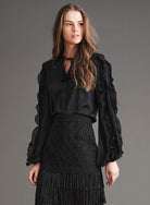 Phoebe Button Down Blouse - Black by Haute Hippie | 25 South Boutiques