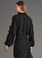 Phoebe Button Down Blouse - Black by Haute Hippie — alternate view