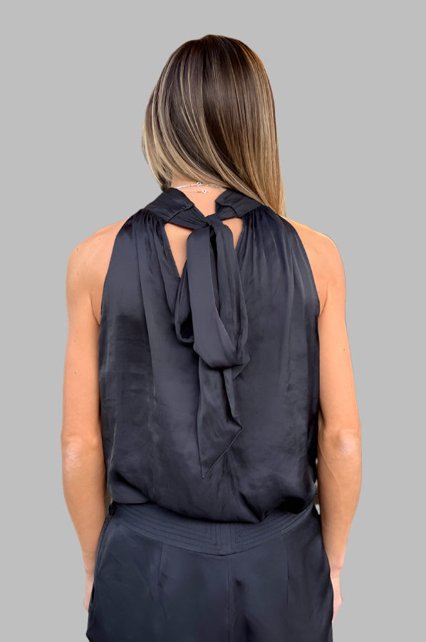 Sia High Neck Tank Top - Black by Ramy Brook — view 3