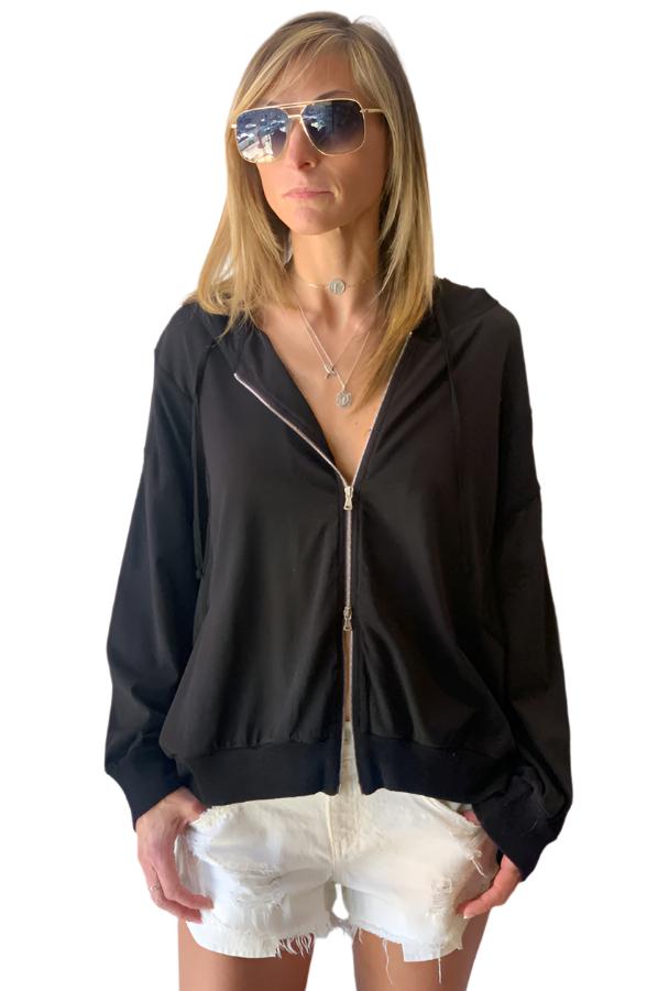 Zip Up Hoodie - Black by Transit Par-Such | 25 South Boutiques