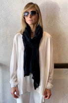 Sheer Print Scarf - Black by Rundholz — alternate view