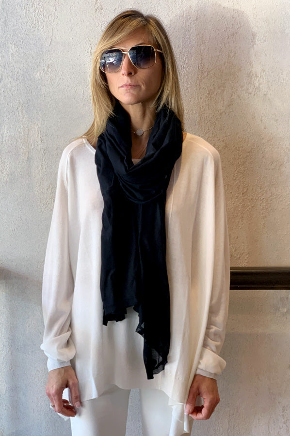 Sheer Print Scarf - Black by Rundholz — alternate view