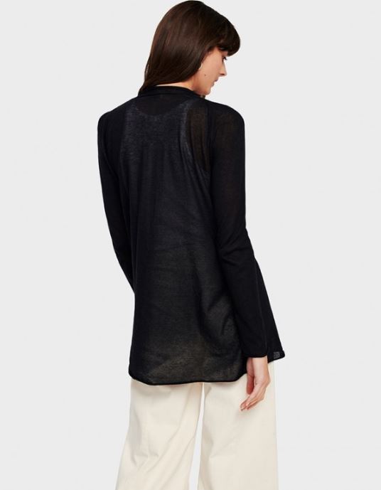 Trapeze Cotton Cardigan - Black by White + Warren — alternate view