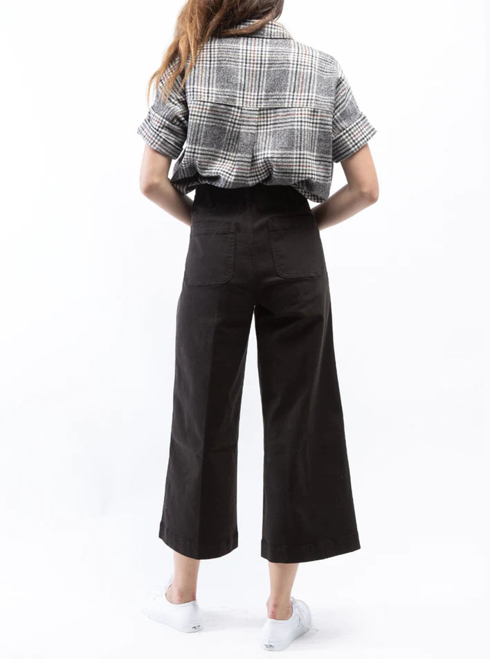 Greer Cropped Wide Leg Denim - Black by Oat NY — alternate view