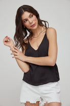 V Neck Cami - Black by Bella Dahl — view 3