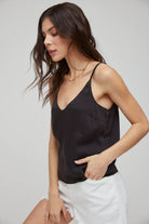 V Neck Cami - Black by Bella Dahl — view 4
