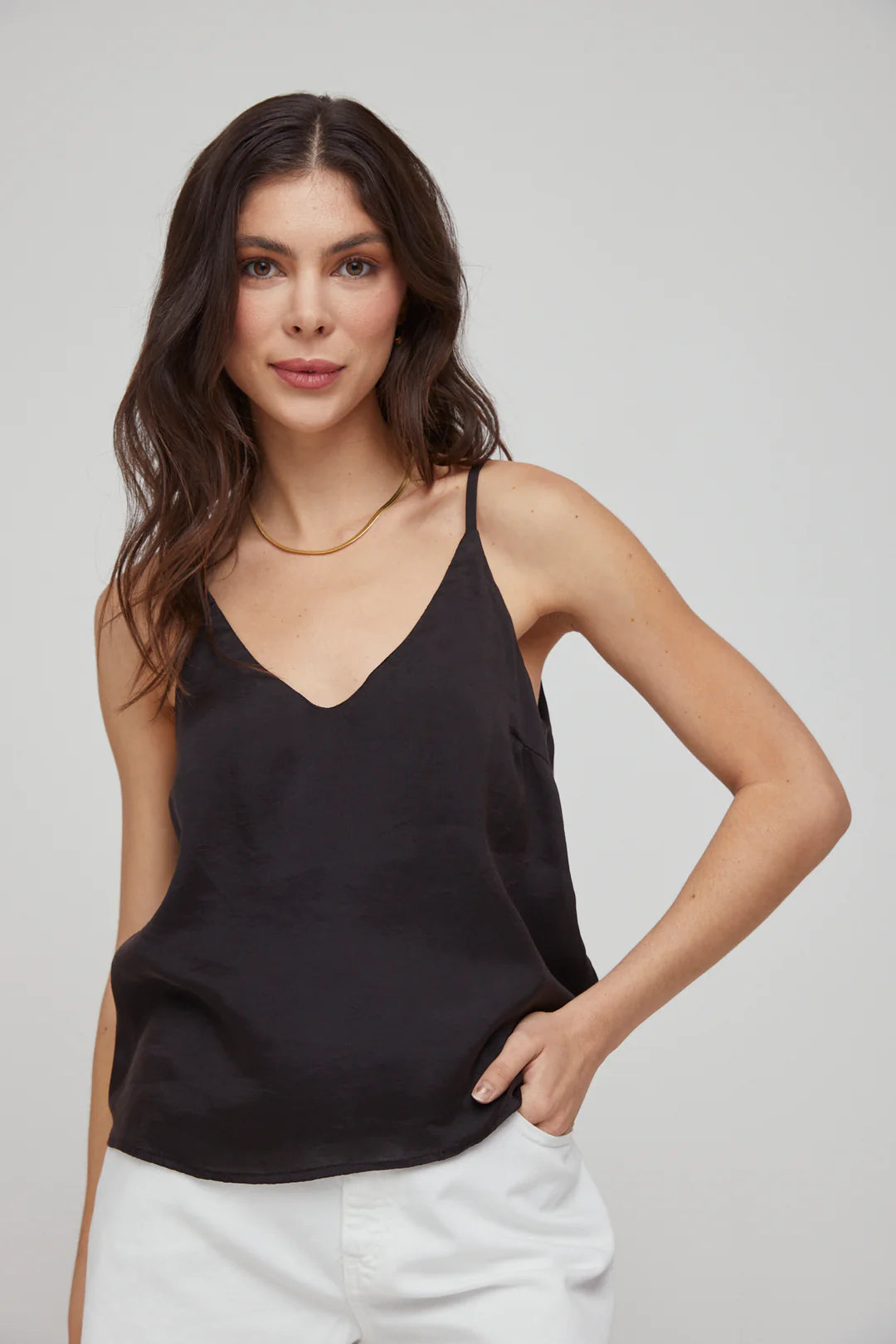V Neck Cami - Black by Bella Dahl | 25 South Boutiques