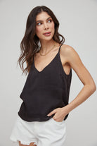 V Neck Cami - Black by Bella Dahl — view 5