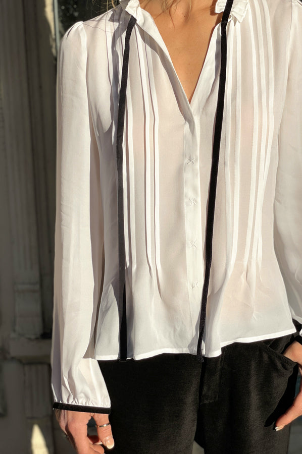 Lady Danbury Blouse - White by Go Silk — alternate view