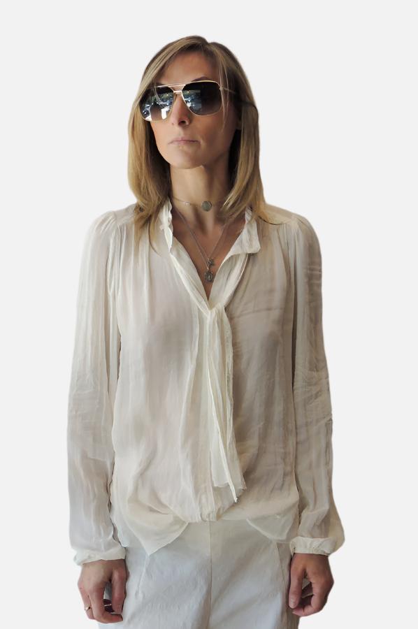 Tie Neck Blouse - Ivory by Beate Heymann | 25 South Boutiques