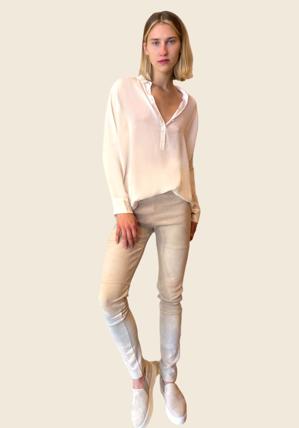 Goat Leather Suede Leggings - Jute by Kristensen | 25 South Boutiques