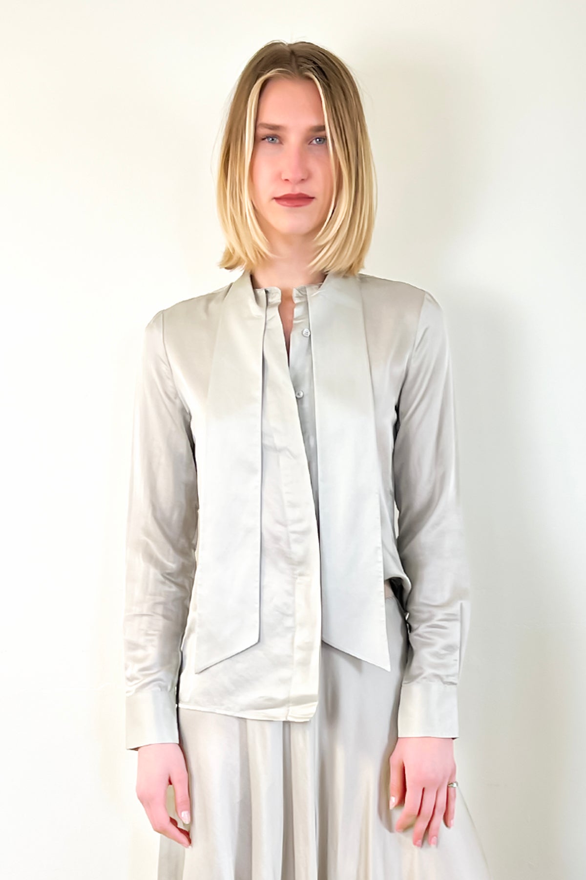 Bow Tie Blouse - Silver by Brazeau Tricot — alternate view