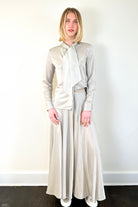 Bow Tie Blouse - Silver by Brazeau Tricot — view 4