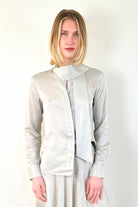 Bow Tie Blouse - Silver by Brazeau Tricot — view 3