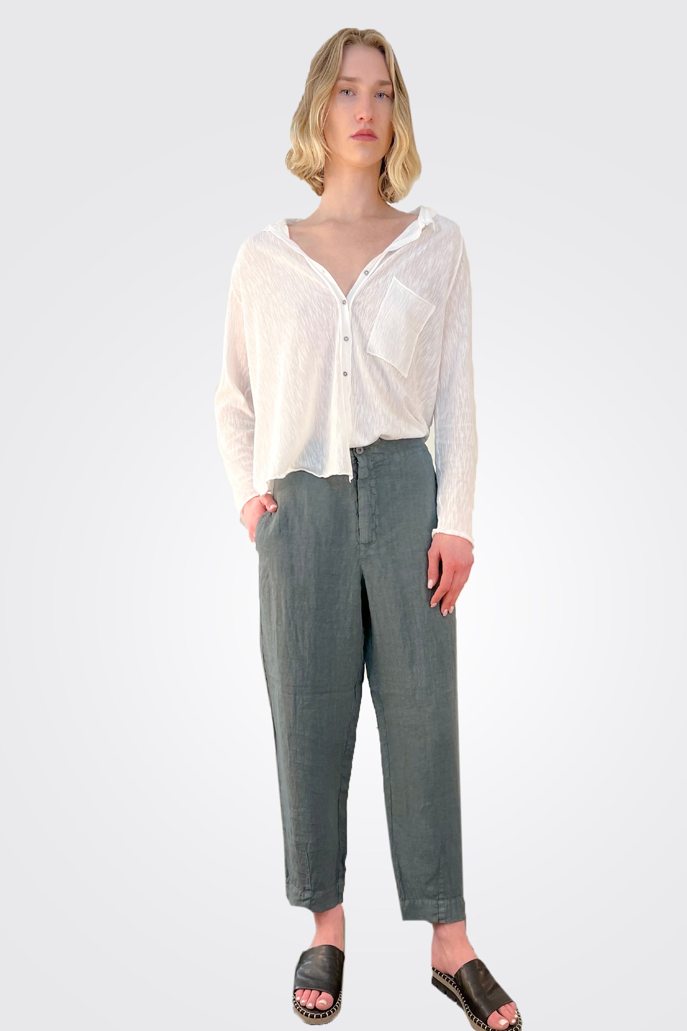 Linen Comfort Trousers - Blue by Transit Par-Such | 25 South Boutiques