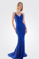 High Slit Strap Back Dress - Royal Blue by Jovani | 25 South Boutiques