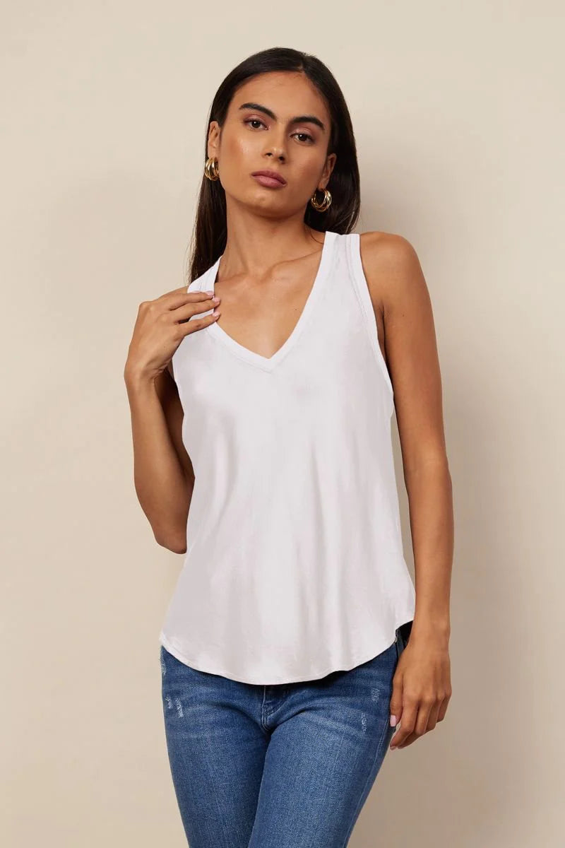 Bridget Silky Tank - White by LA Made | 25 South Boutiques