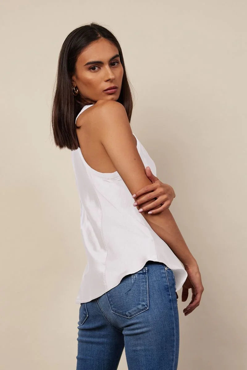 Bridget Silky Tank - White by LA Made — alternate view