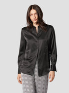 Brielle Silk Satin Shirt - True Black by Equipment | 25 South Boutiques