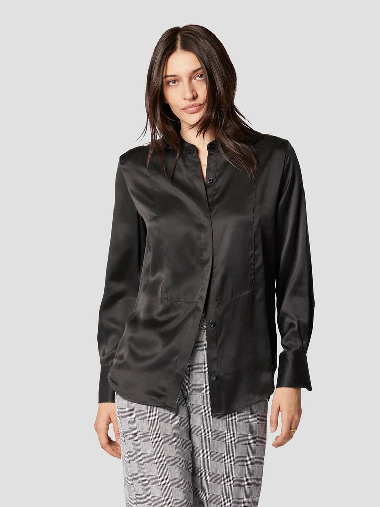Brielle Silk Satin Shirt - True Black by Equipment | 25 South Boutiques