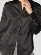 Brielle Silk Satin Shirt - True Black by Equipment — view 4