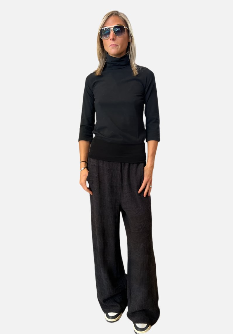 Checked Palazzo Trousers - Burgundy by Transit Par-Such | 25 South Boutiques