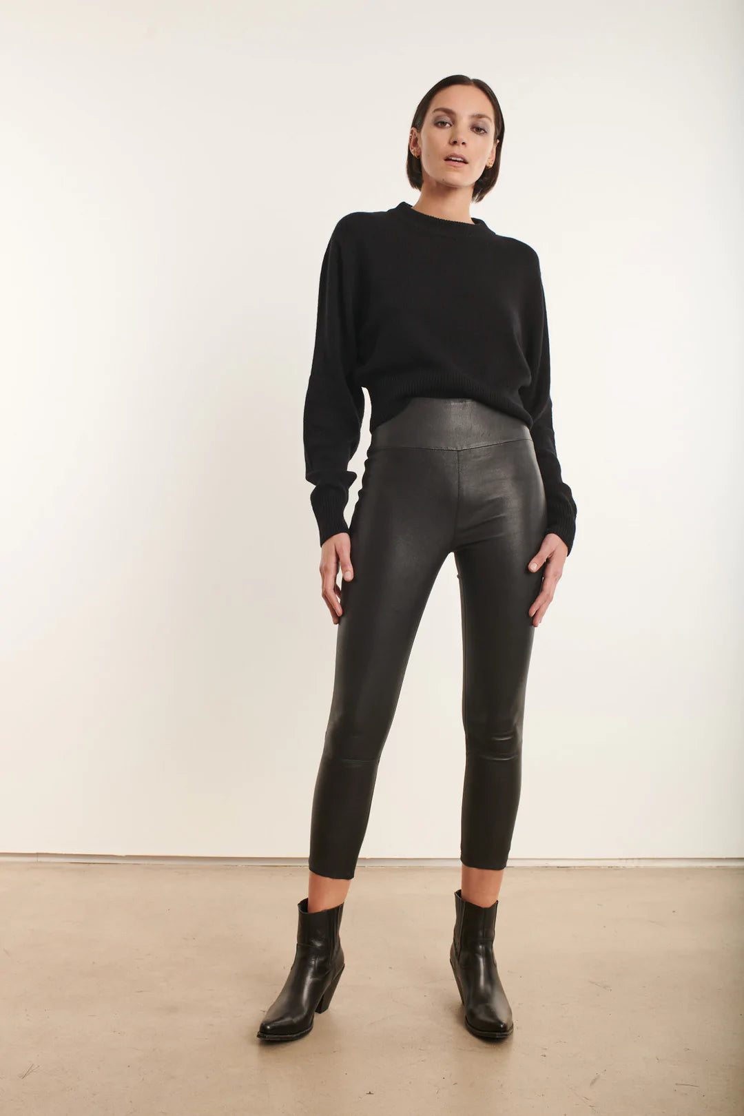 Capri Leather Legging - Black by SPRWMN — view 3