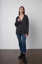 Kim Button Front Cardigan - Charcoal by Velvet — alternate view