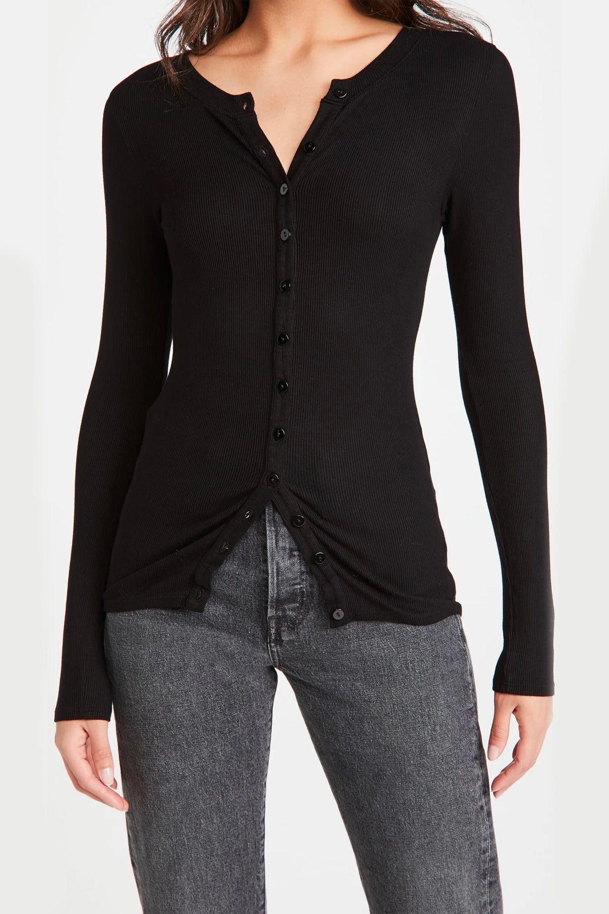 Silk Rib Fitted Cardigan - Black by Enza Costa | 25 South Boutiques