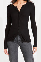 Silk Rib Fitted Cardigan - Black by Enza Costa | 25 South Boutiques