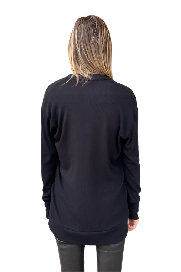 Button Up Cardigan - Black by Enza Costa — alternate view