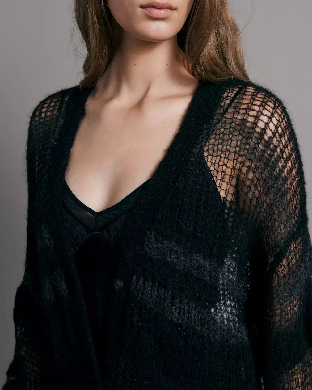 Lillian Alpaca Cardigan - Black Multi by Rag & Bone — view 6