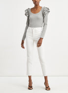 Carly Kick-Flare Raw Hem Jean - White by Veronica Beard | 25 South Boutiques