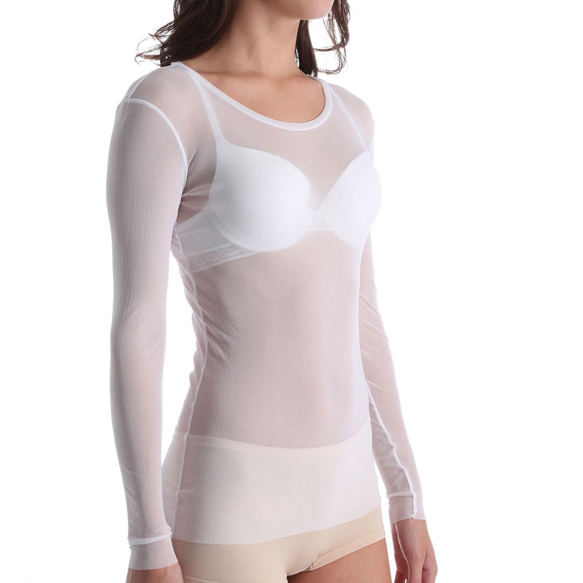 Tulle Long Sleeve Crew - White by Only Hearts — alternate view