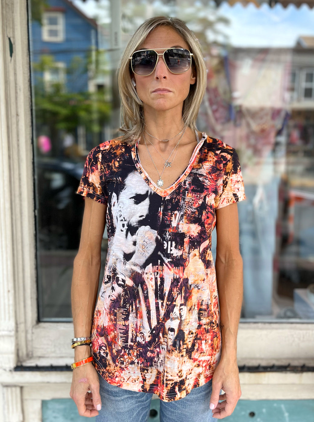 V Neck Tee - Celeb Orange by Printed Artworks | 25 South Boutiques