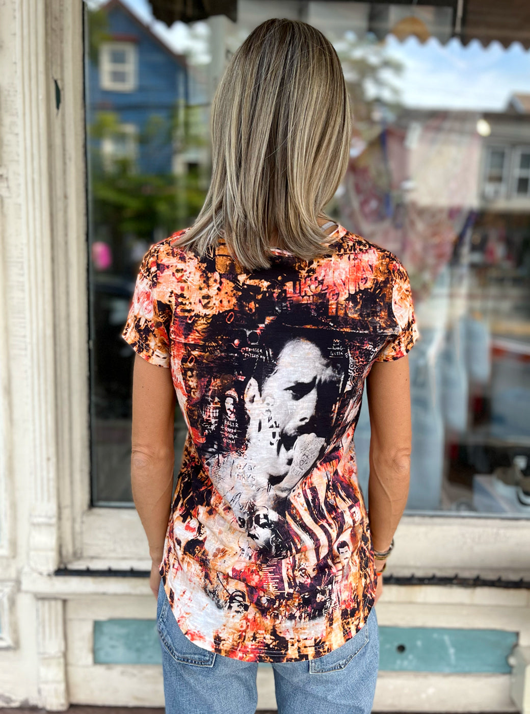 V Neck Tee - Celeb Orange by Printed Artworks — alternate view