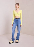 Hallie Rib Knit Cardigan - Citrine Yellow by A.L.C — view 3