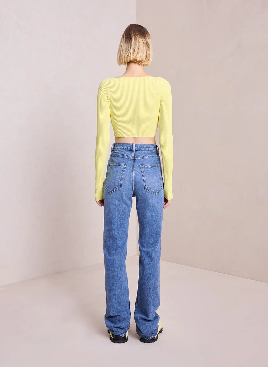 Hallie Rib Knit Cardigan - Citrine Yellow by A.L.C — view 5