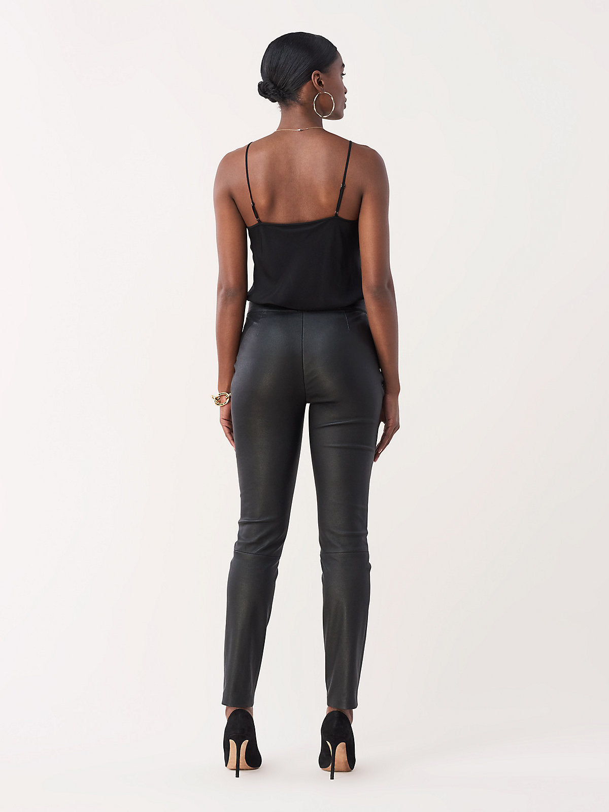 Claudia Stretch Leather Skinny Pant - Black by Diane Von Furstenberg DVF — view 3