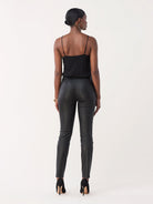 Claudia Stretch Leather Skinny Pant - Black by Diane Von Furstenberg DVF — view 3