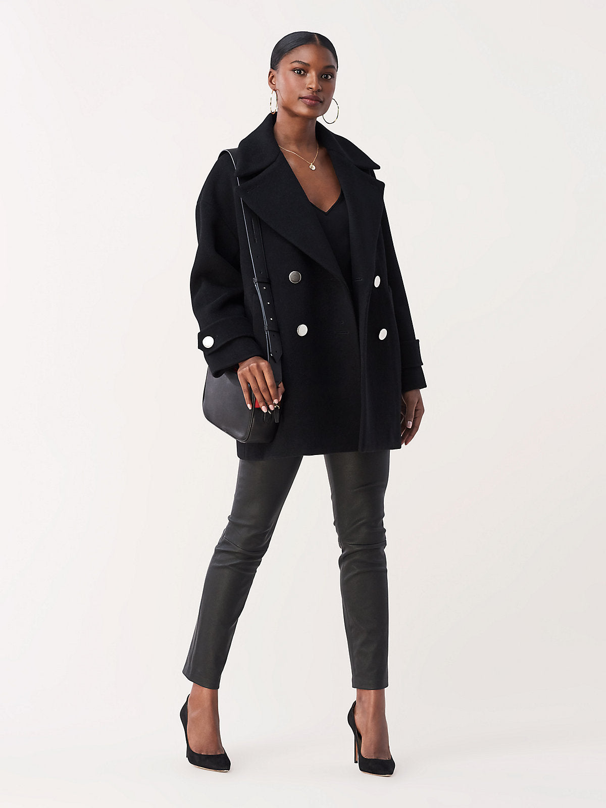 Claudia Stretch Leather Skinny Pant - Black by Diane Von Furstenberg DVF — view 5