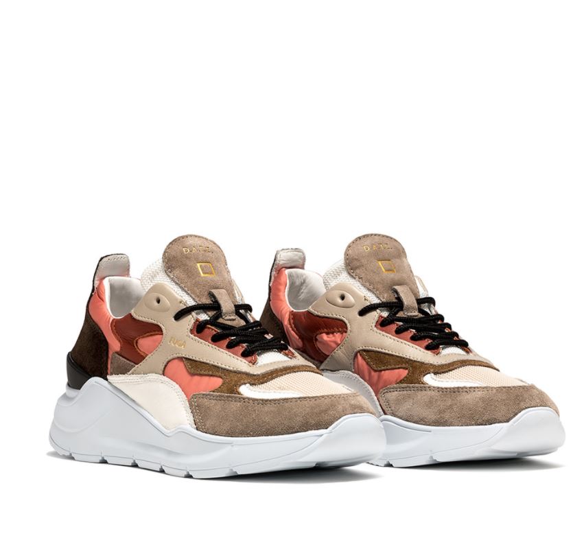 Fuga Nylon Sneakers - Coral Beige Grey by D.A.T.E. — alternate view