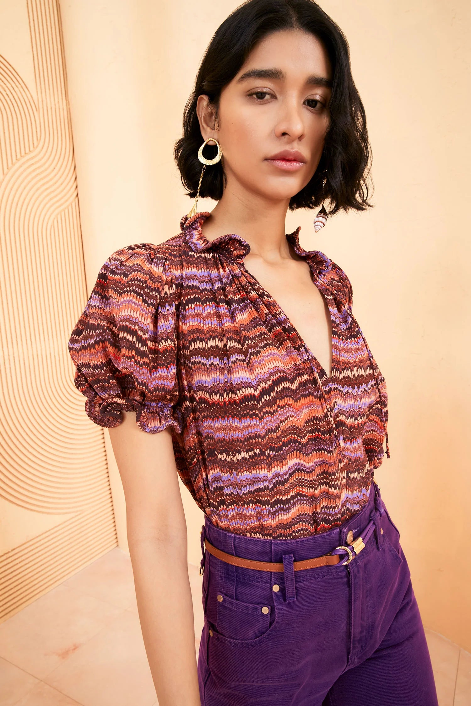 Corine Top - Purple Sapphire by Ulla Johnson — view 3