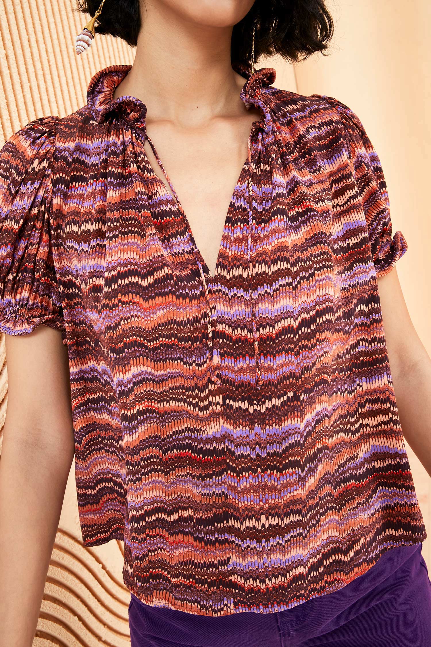 Corine Top - Purple Sapphire by Ulla Johnson — view 4