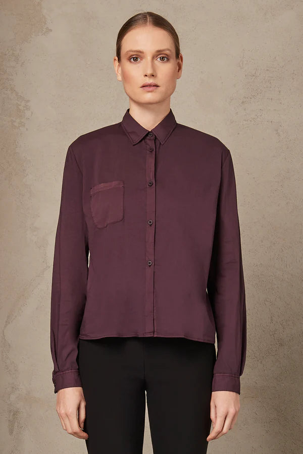 Stretch Cotton Oversize Shirt - Burgundy by Transit Par-Such | 25 South Boutiques