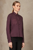 Stretch Cotton Oversize Shirt - Burgundy by Transit Par-Such — view 3