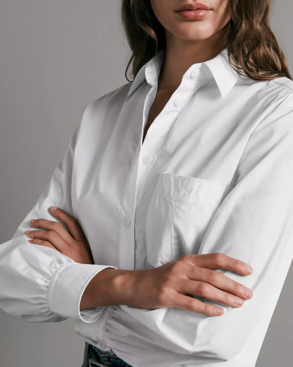 Maxine Cotton Button Down Shirt - White by Rag & Bone — view 3